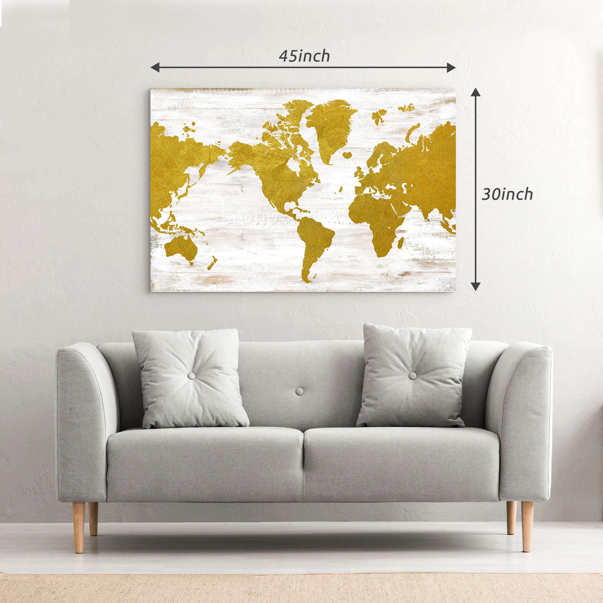 Amazon.co.jp: arttitue 世界地図 ウォールアート キャンバス:金箔